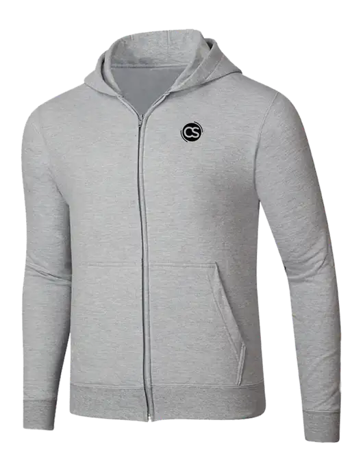 Light Grey Heather 8.5 oz Ring Spun Zip Hooded Sweatshirt w/CS Logo