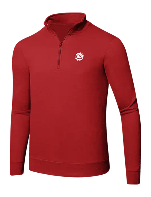 Bright Red 8.5 oz Ring Spun 1/4 Zip Pullover Sweatshirt w/CS Logo