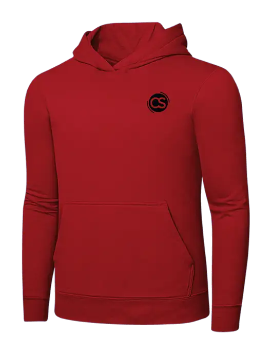 Bright Red 8.5 oz Ring Spun Hooded Sweatshirt w/CS Logo