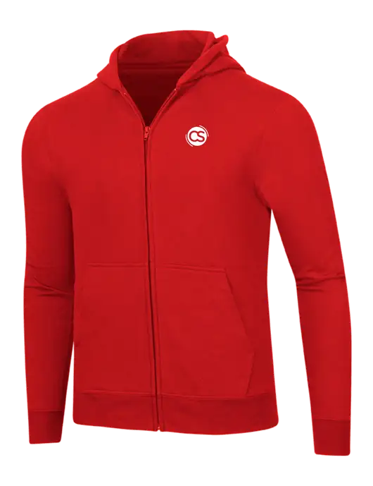 Bright Red 8.5 oz Ring Spun Zip Hooded Sweatshirt w/CS Logo