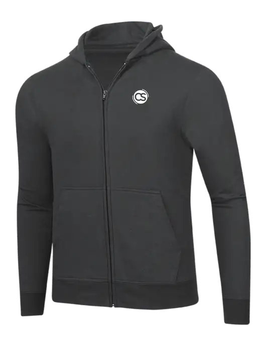 Charcoal 8.5 oz Ring Spun Zip Hooded Sweatshirt w/CS Logo