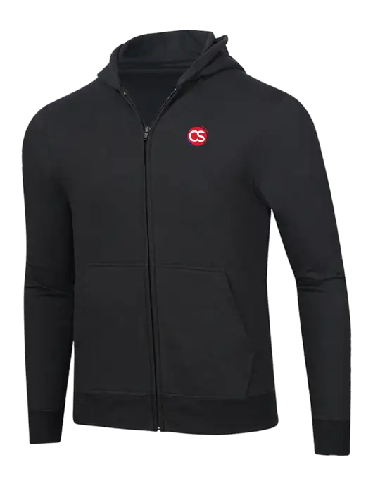 Jet Black 8.5 oz Ring Spun Zip Hooded Sweatshirt w/CS Logo