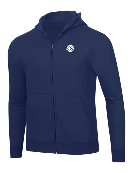 Navy 8.5 oz Ring Spun Zip Hooded Sweatshirt w/CS Logo