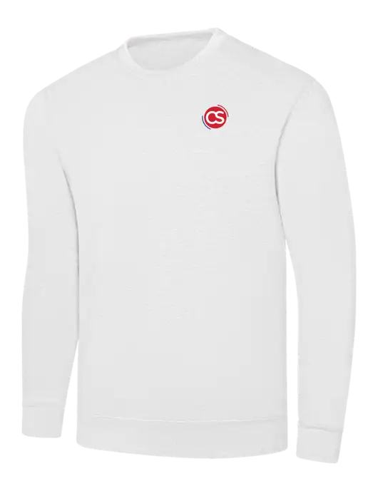 White 7.8 oz Ring Spun Crew Sweatshirt w/CS Logo