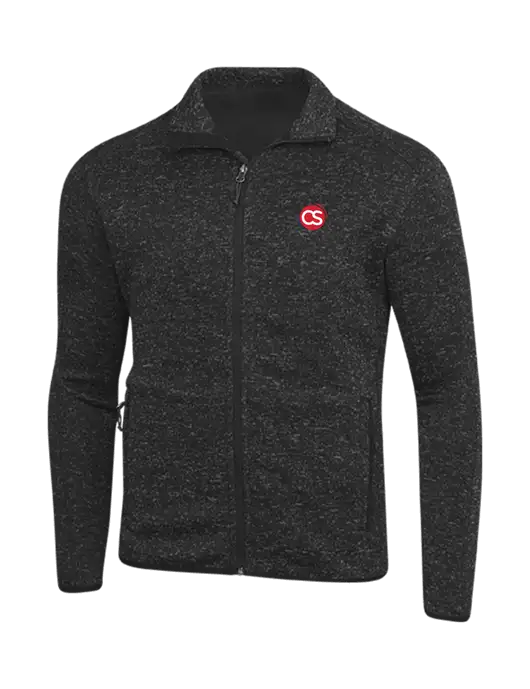 Black Heather Sweater Fleece Jacket w/CS Logo