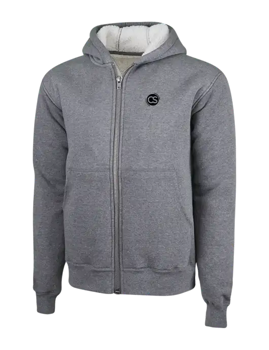 Cornerstone Grey Heather Heavyweight Sherpa Lined Hooded Fleece Jacket w/CS Logo