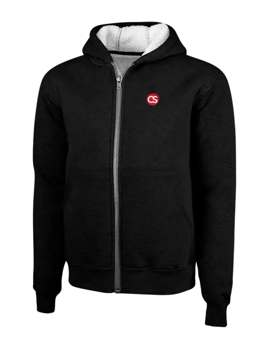 Cornerstone Black Heavyweight Sherpa Lined Hooded Fleece Jacket w/CS Logo