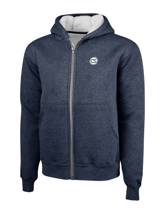 Cornerstone Navy Heavyweight Sherpa Lined Hooded Fleece Jacket w/CS Logo