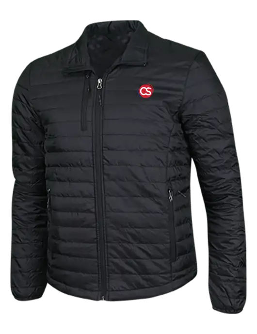 Deep Black Puffy Packable Jacket w/CS Logo