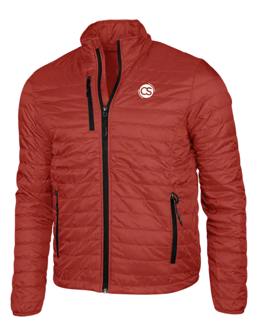 Dark Red Puffy Packable Jacket w/CS Logo