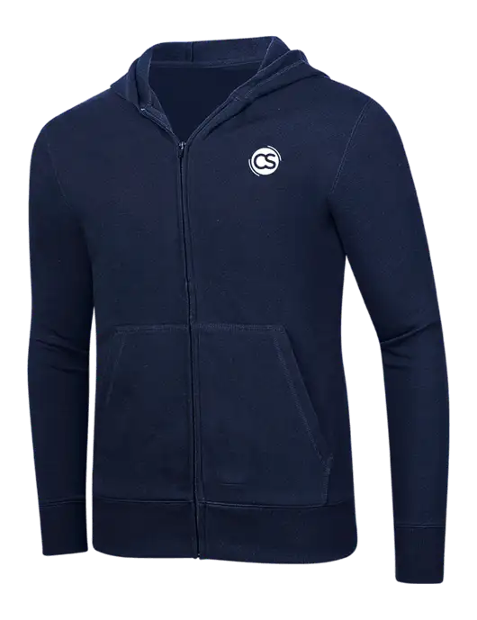 Full-Zip Navy Heavyweight Hooded Sweatshirt w/CS Logo