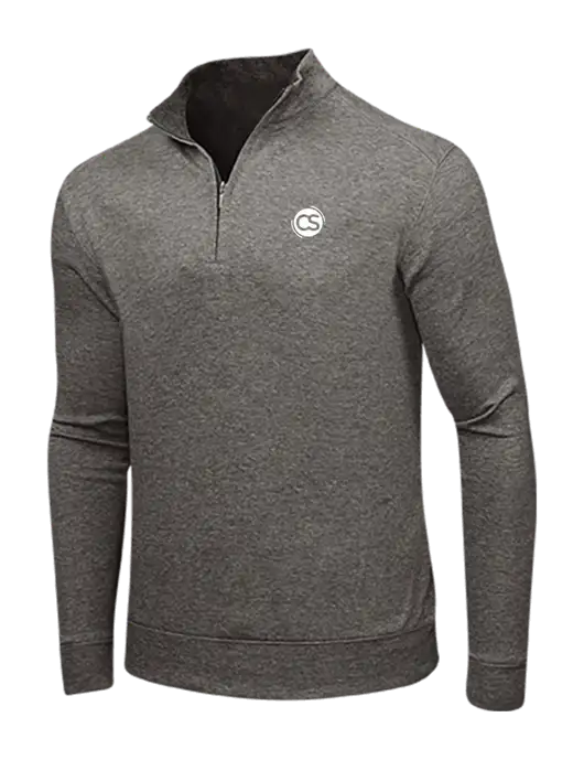 Charcoal Heather/Medium Heather Grey Interlock 1/4 Zip w/CS Logo