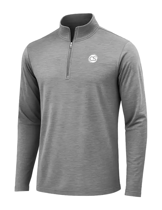 Dark Grey Heather Posicharge Tri-Blend Wicking 1/4 Zip Pullover w/CS Logo