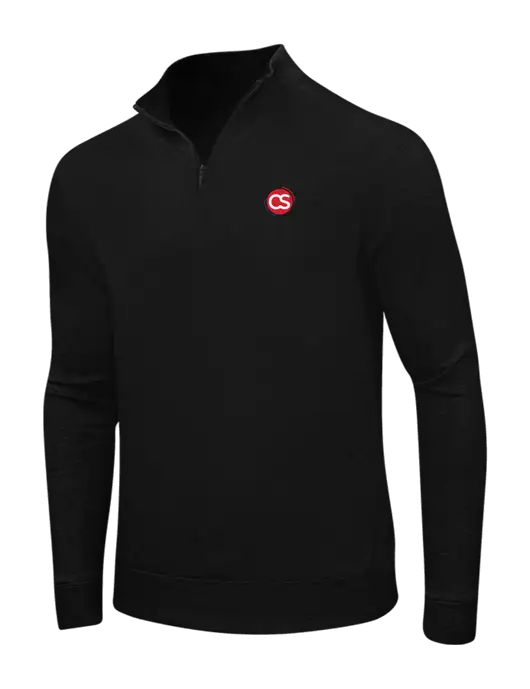 Deep Black/Charcoal Heather Interlock 1/4 Zip w/CS Logo