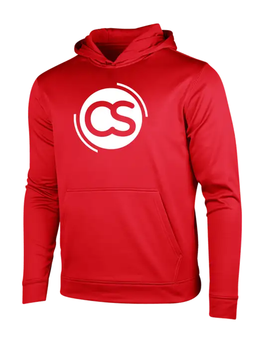 Deep Red Sport-Wick Fleece Hooded Pullover w/CS Logo
