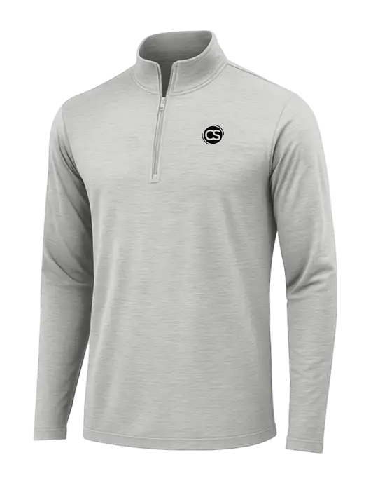 Light Grey Heather Posicharge Tri-Blend Wicking 1/4 Zip Pullover w/CS Logo