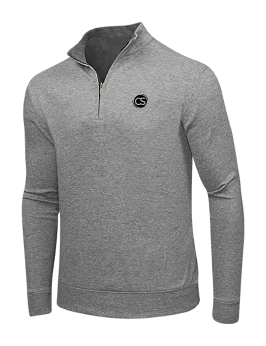 Medium Heather Grey/Charcoal Heather Interlock 1/4 Zip w/CS Logo
