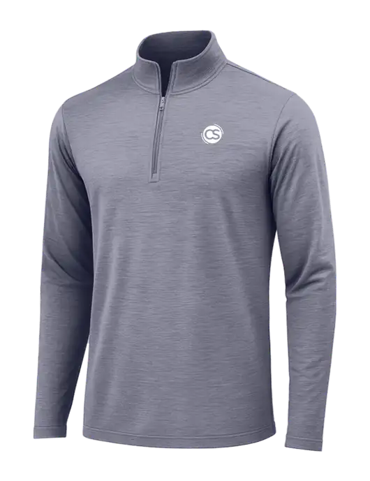 True Navy Heather Posicharge Tri-Blend Wicking 1/4 Zip Pullover w/CS Logo