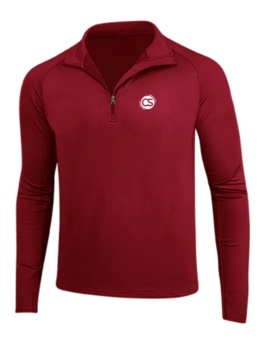 Red Sport Wick Stretch 1/4 Zip Pullover w/CS Logo