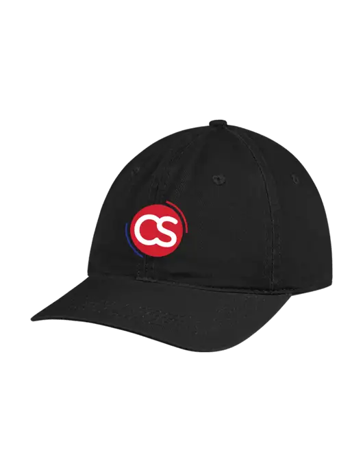 Garment Washed Unstructured Twill Black Cap w/CS Logo