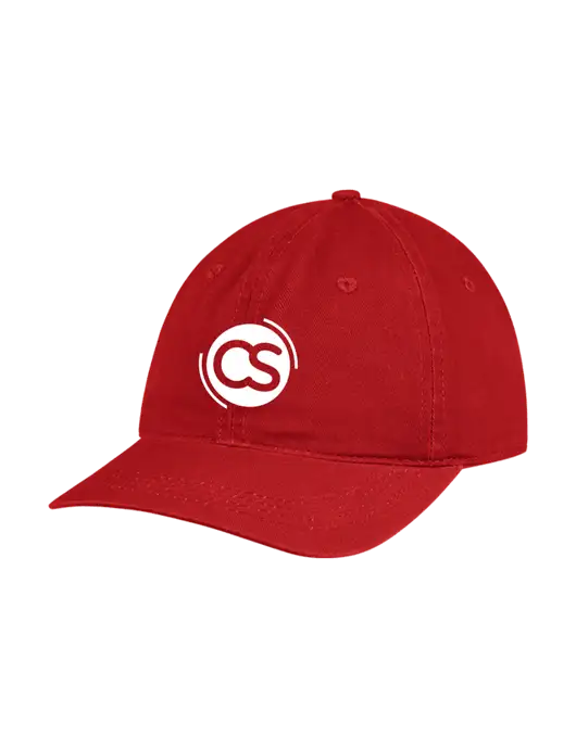 Garment Washed Unstructured Twill Red Cap w/CS Logo