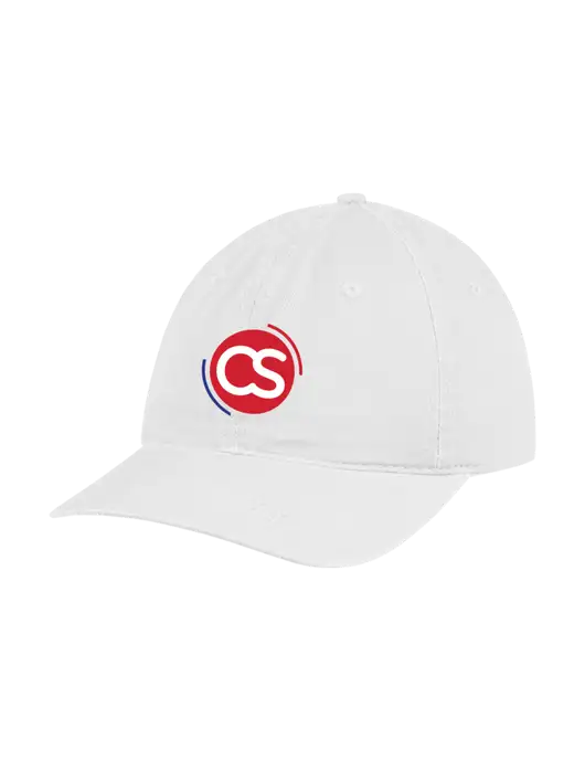 Garment Washed Unstructured Twill White Cap w/CS Logo