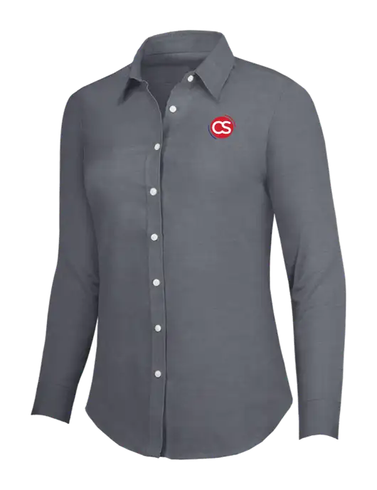 Dark Grey Womens SuperPro Oxford Shirt w/CS Logo