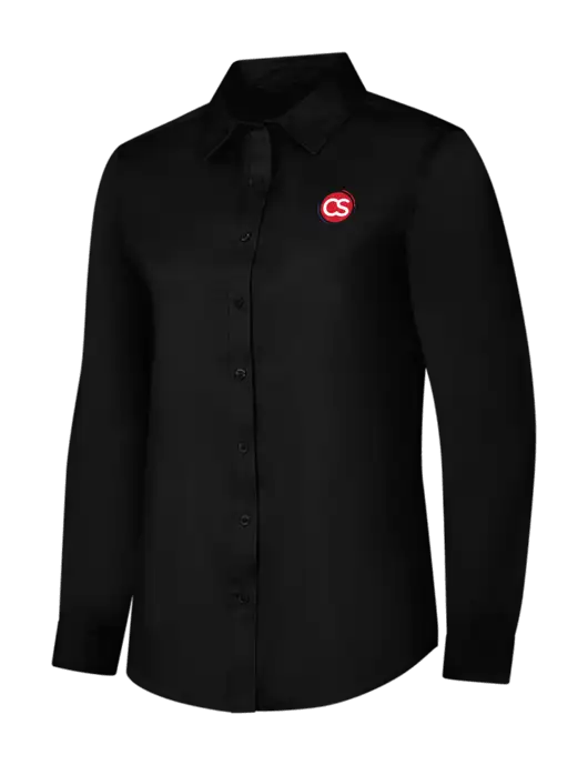 Womens Black Long Sleeve Superpro React Twill Shirt w/CS Logo
