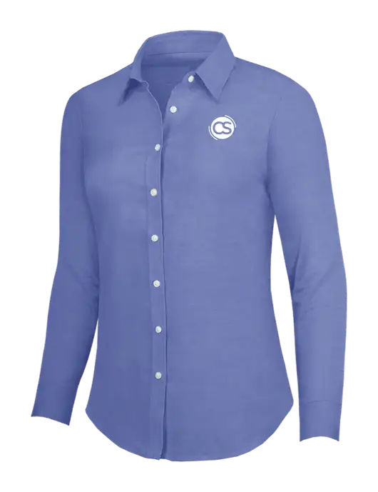 Navy Womens SuperPro Oxford Shirt w/CS Logo