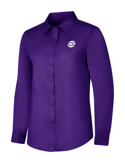 Purple Womens Long Sleeve Superpro React Twill Shirt w/CS Logo
