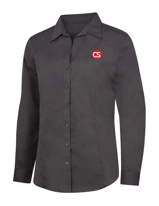 Womens Soft Black Crosshatch Easy Care Shirt w/CS Logo