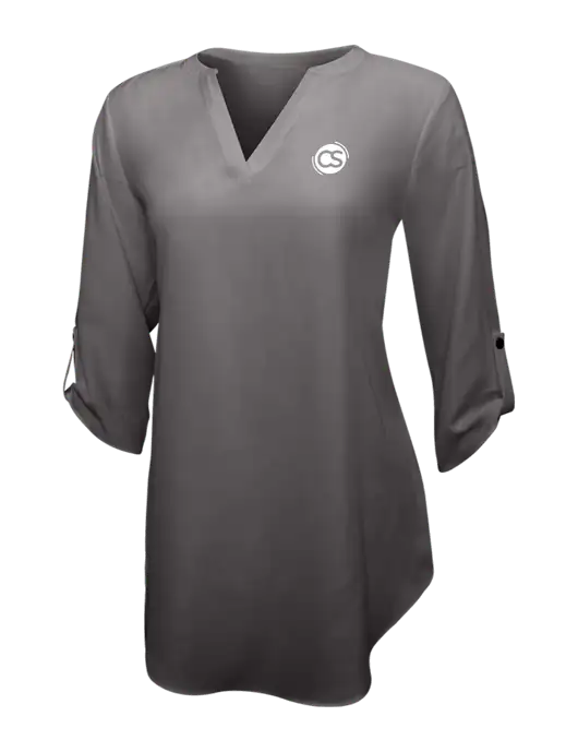 Dark Grey Womens 3/4 Sleeve Tunic Blouse w/CS Logo