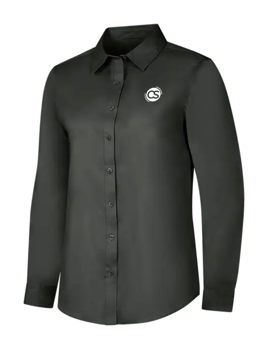 Dark Grey Womens Long Sleeve Superpro React Twill Shirt w/CS Logo