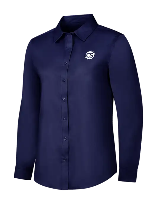 Navy Womens Long Sleeve Superpro React Twill Shirt w/CS Logo