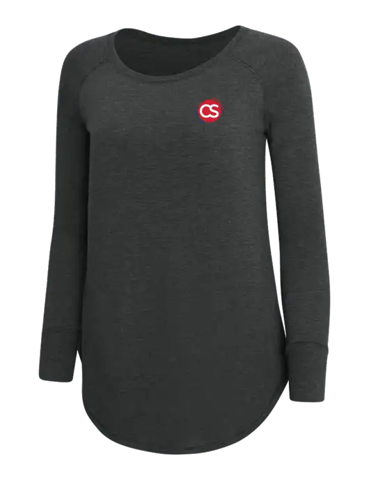 Womens Perfect Wide Collar Tunic Tri-Blend Black Frost 4.5 oz T-Shirt w/CS Logo