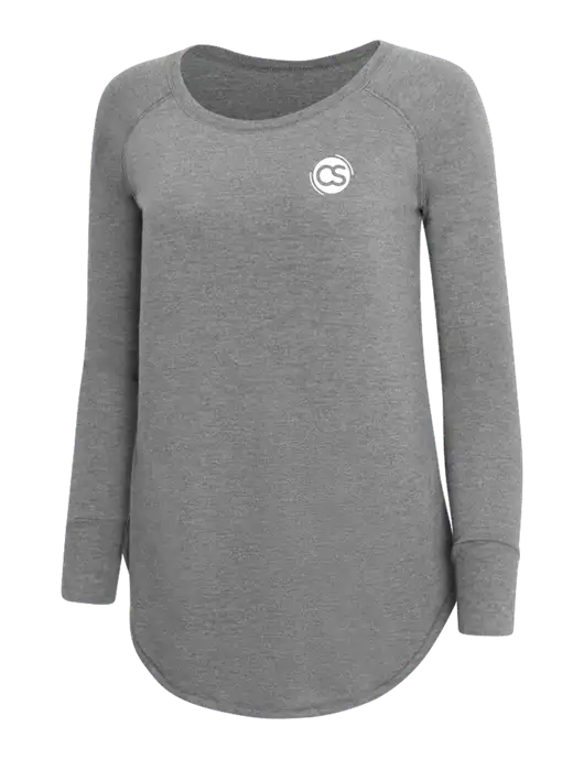 Womens Perfect Wide Collar Tunic Tri-Blend Grey Frost 4.5 oz T-Shirt w/CS Logo