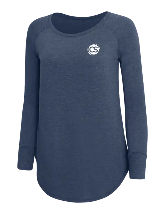 Womens Perfect Wide Collar Tunic Tri-Blend Navy Frost 4.5 oz T-Shirt w/CS Logo