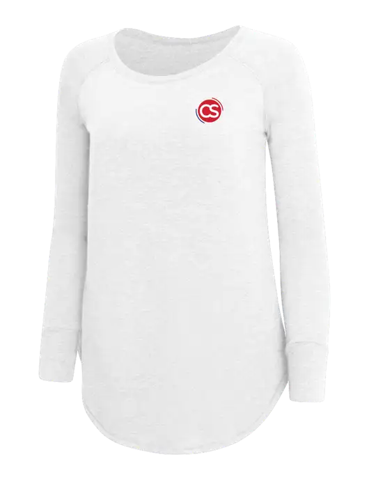 Womens Perfect Wide Collar Tunic Tri-Blend White 4.5 oz T-Shirt w/CS Logo