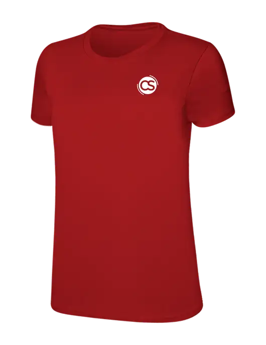 Womens Ring Spun Bright Red 4.5 oz T-Shirt w/CS Logo
