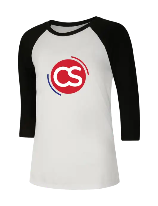 Womens Simply Soft 3/4 Sleeve Black/White Ring Spun Cotton T-Shirt w/CS Logo
