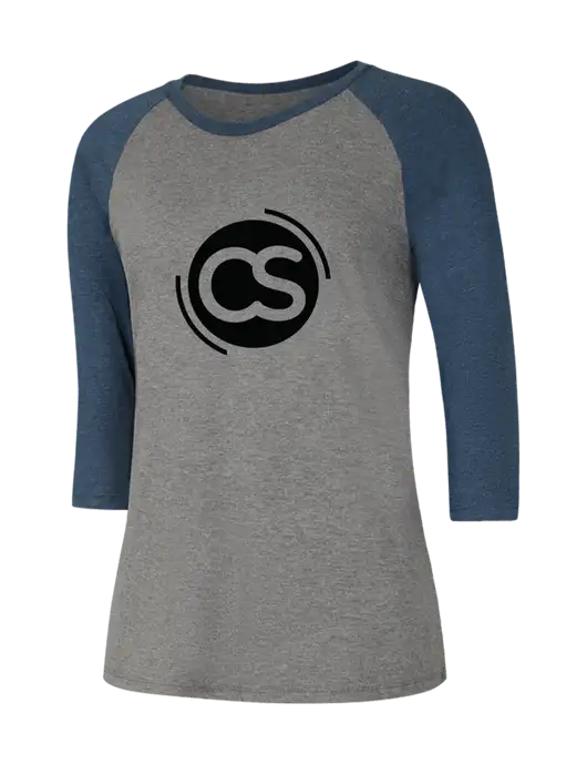 Womens Simply Soft 3/4 Sleeve Navy Frost/Grey Frost Ring Spun Cotton T-Shirt w/CS Logo