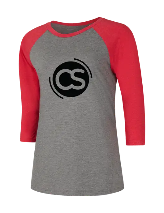 Womens Simply Soft 3/4 Sleeve Red Frost/Grey Frost Ring Spun Cotton T-Shirt w/CS Logo