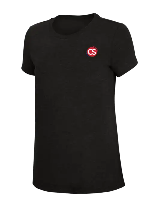 Womens Simply Soft Black 4.5oz Poly/Combed Ring Spun Cotton T-Shirt w/CS Logo