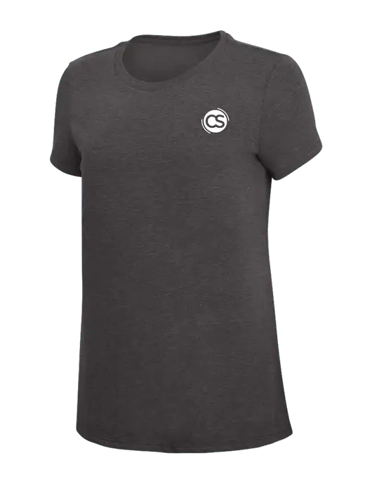 Womens Simply Soft Heather Charcoal 4.5oz  Poly/Combed Ring Spun Cotton T-Shirt w/CS Logo