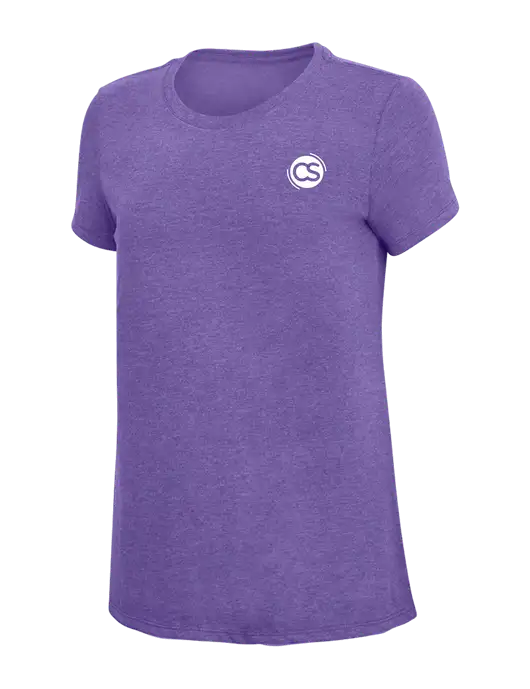Womens Simply Soft Purple Frost 4.5oz  Poly/Combed Ring Spun Cotton T-Shirt w/CS Logo