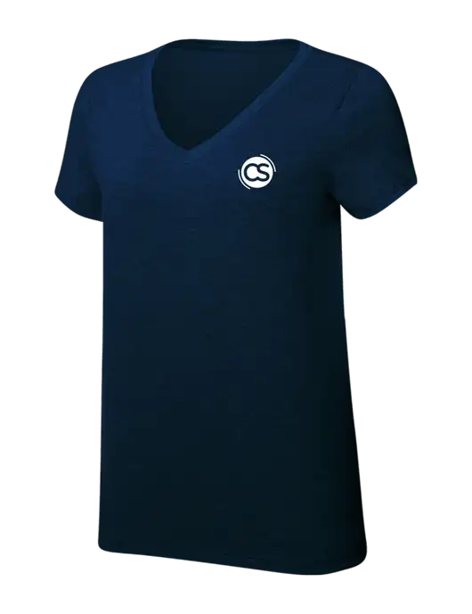 Womens Simply Soft V-Neck New Navy 4.5oz  Poly/Combed Ring Spun Cotton T-Shirt w/CS Logo