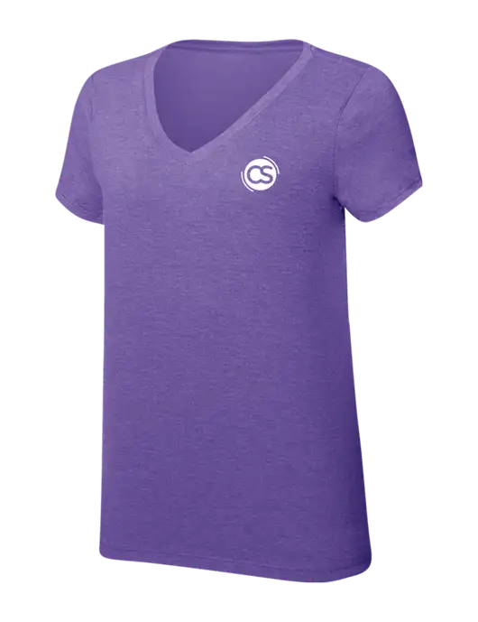 Womens Simply Soft V-Neck Purple Frost 4.5oz  Poly/Combed Ring Spun Cotton T-Shirt w/CS Logo