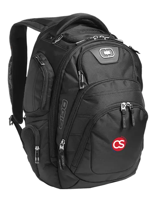 OGIO Black Stratagem Laptop Backpack w/CS Logo
