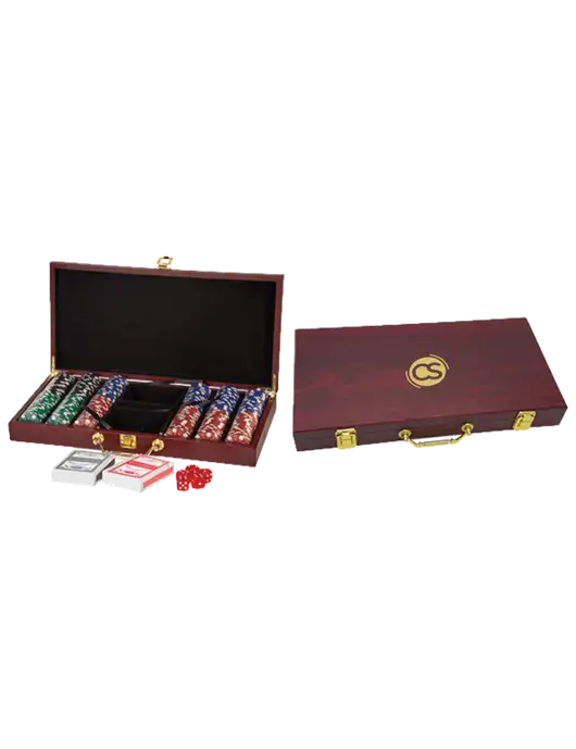 Rosewood Poker Set, 300 Chips w/CS Logo