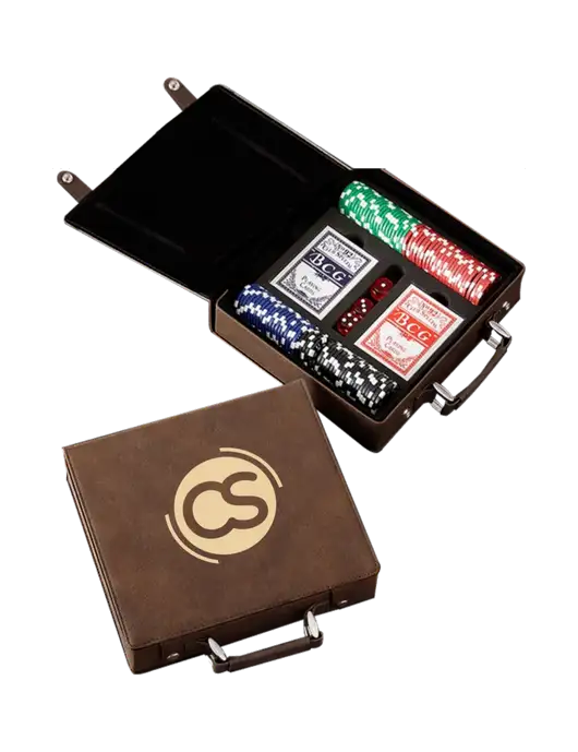 Rustic Leatherette 100 Chip Poker Set w/CS Logo